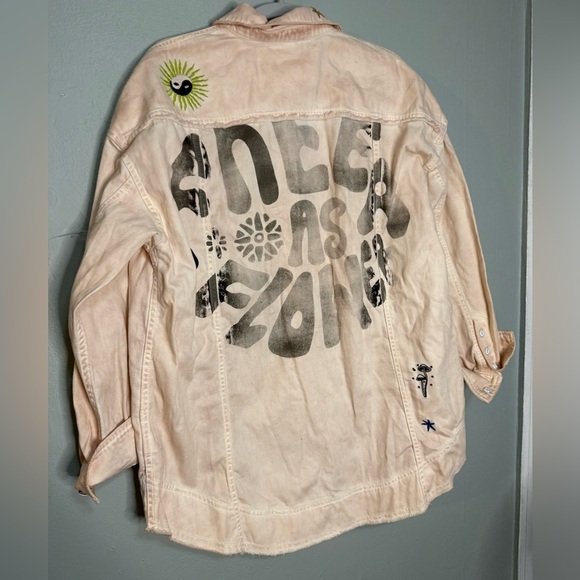 Free People Reef Break embroidered denim shirt jacket in pink - Picture 11 of 11